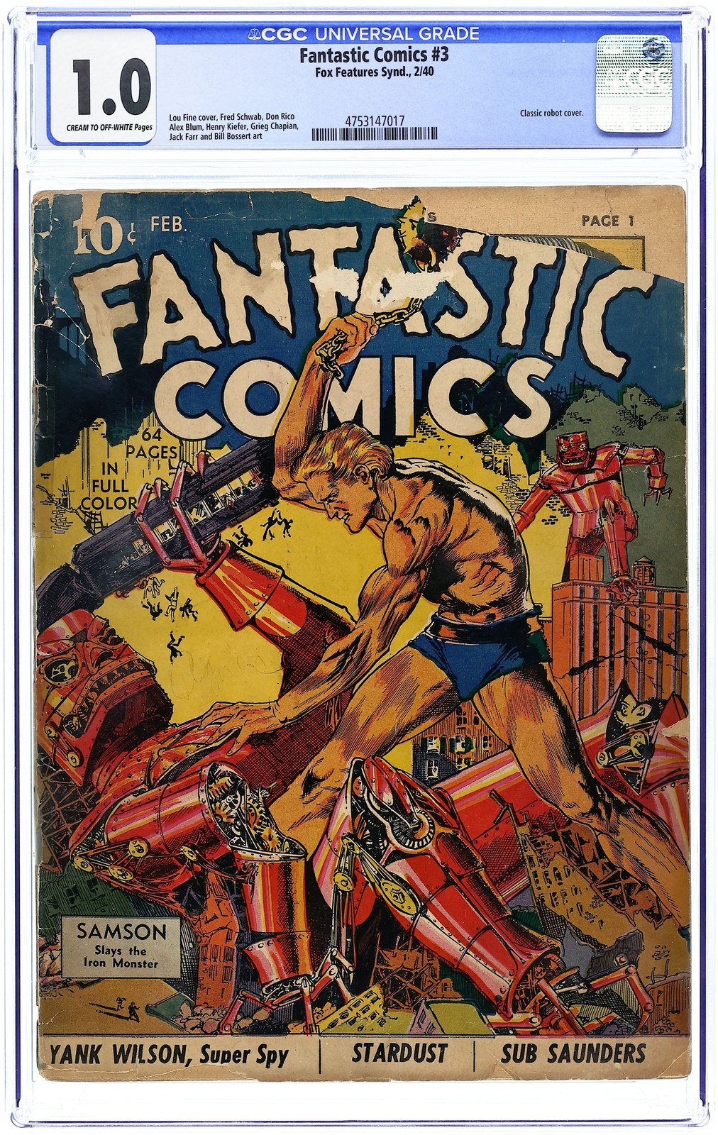 Fantastic Comics #3 CGC 1.0 1940 4753147017 Fantastic Comics #3 CGC 1.0 1940 4753147017