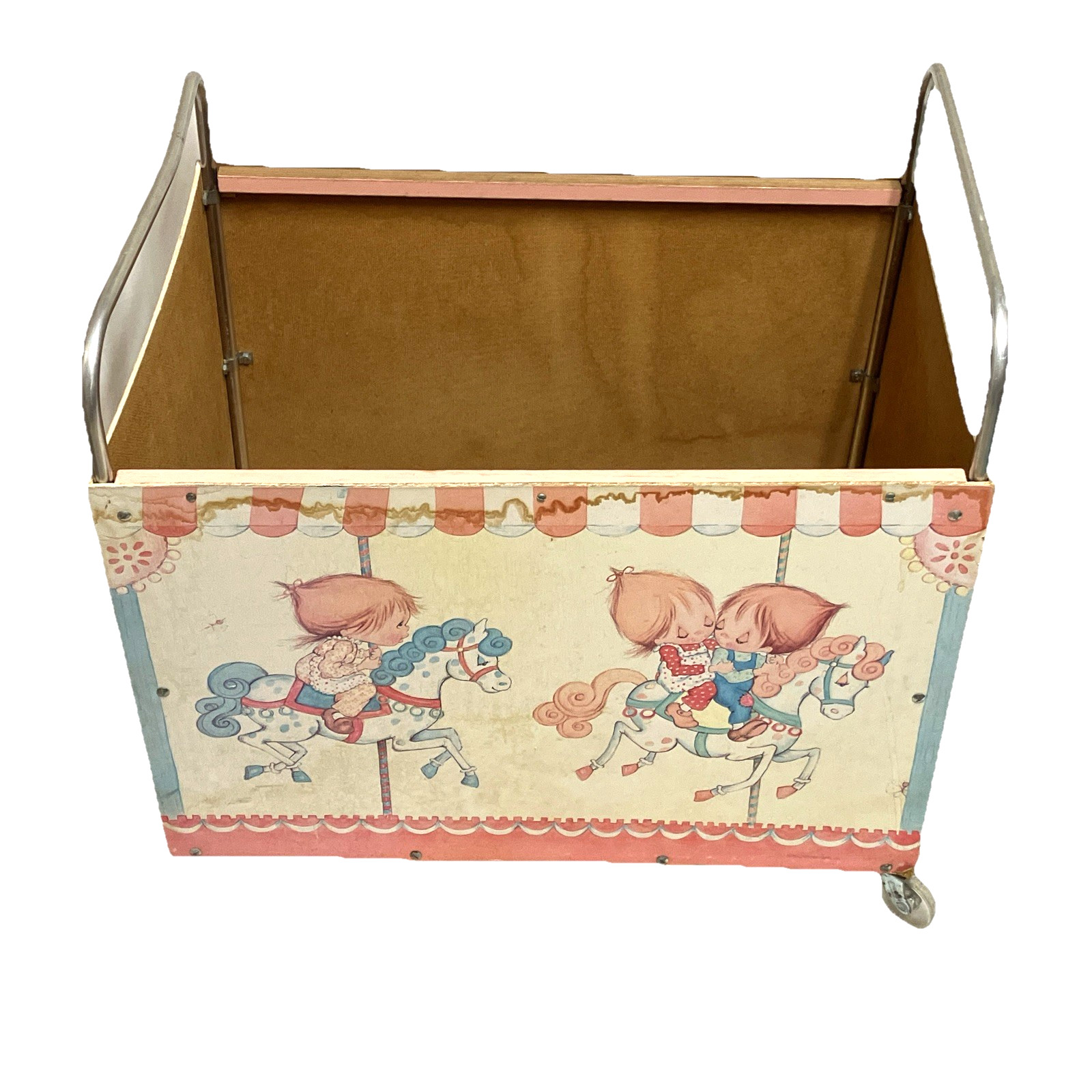 VTG RARE 1980 PASTEL Hallmark BETSEY Clark Rolling Toy Box Storage Cart AS IS