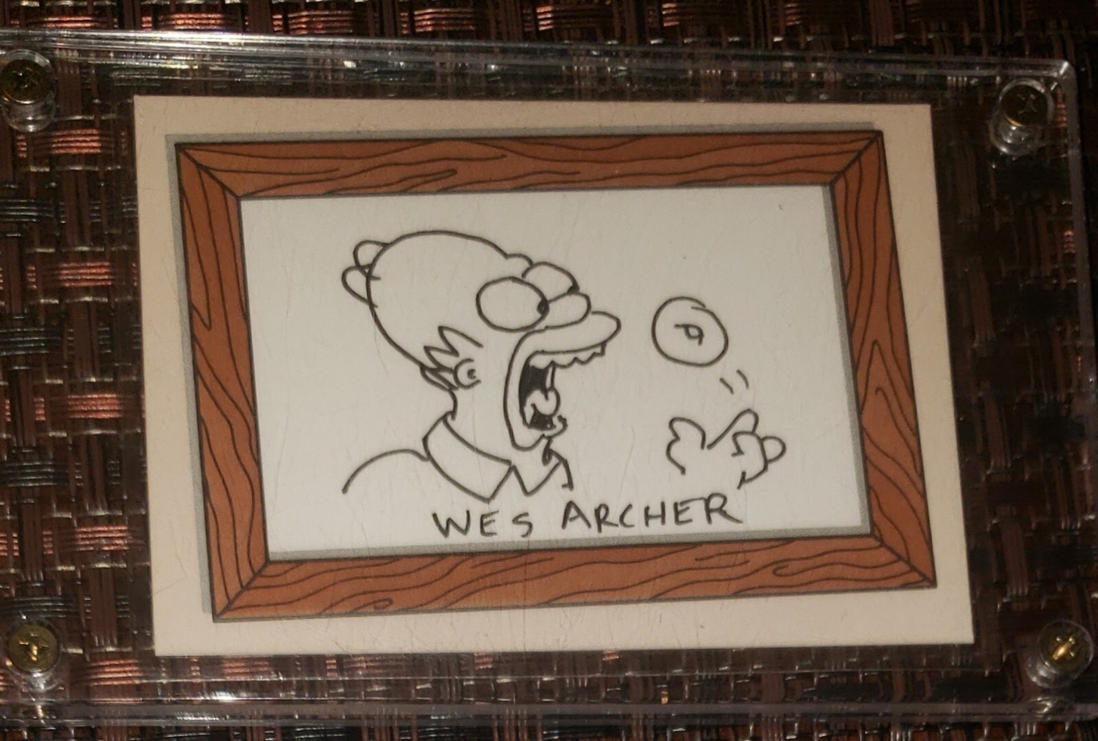 2001 SIMPSONS Mania Sketch Card Homer with Donut by Wes Archer #111/233 Rare