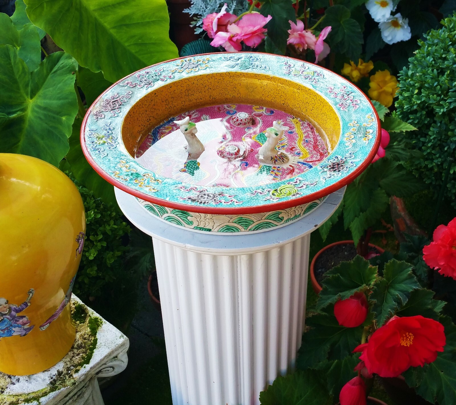 THE BABA NYONYA BASIN vtg chinese porcelain bowl peranakan straits pottery bird