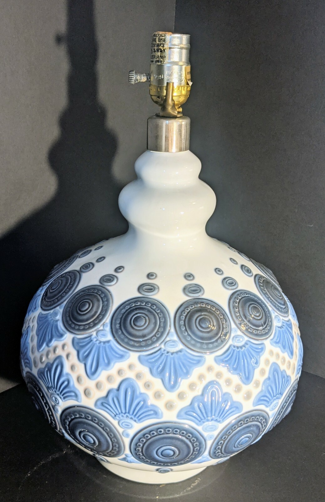 Rare 1970's Blue Full Moon Lladro Porcelain Lamp No Damage, Working 16