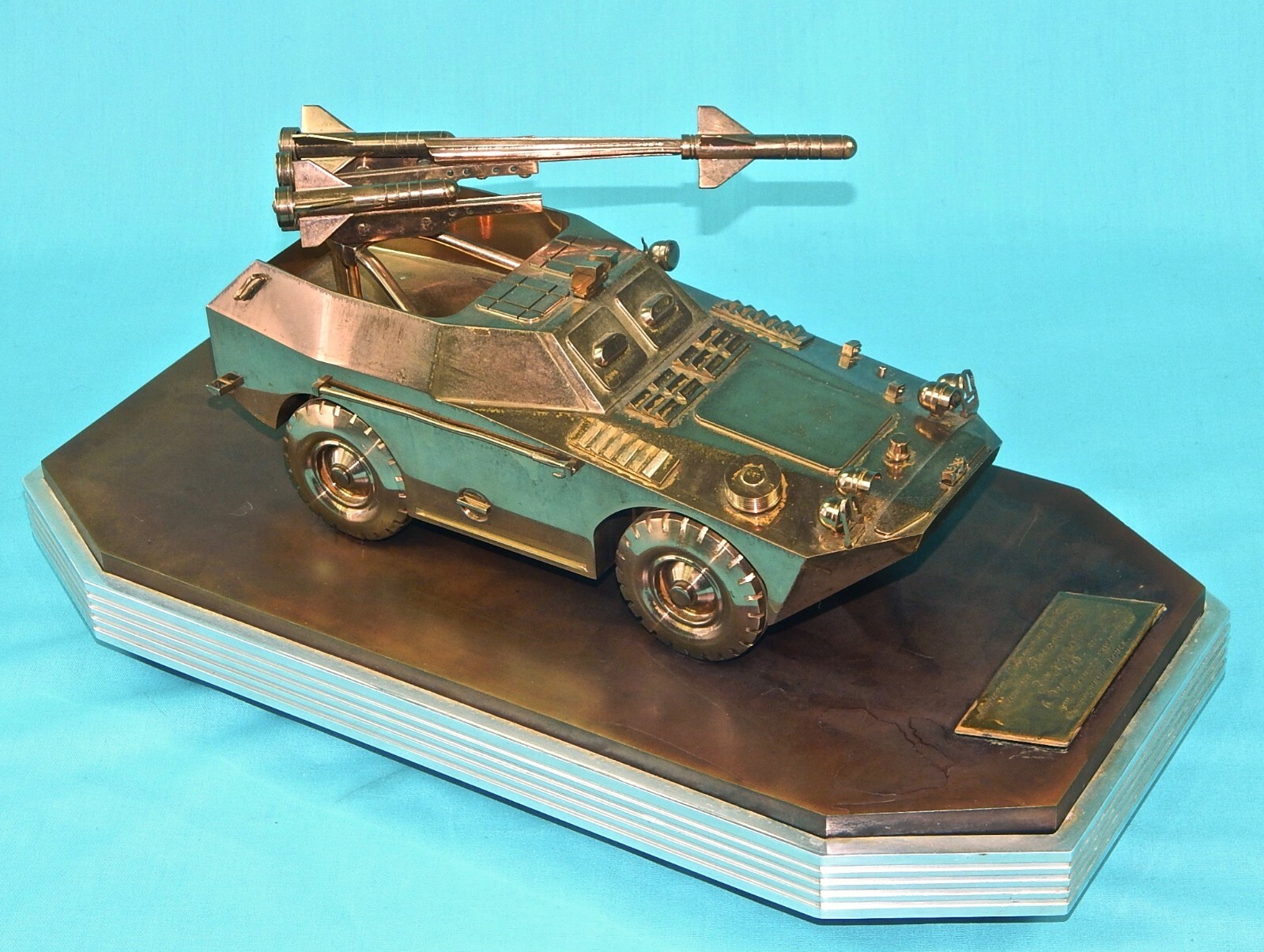 Vintage 1969 Soviet Russian USSR Copper BRDM Model Presented to Marshal